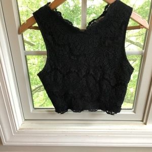 Urban outfitters black lace crop top